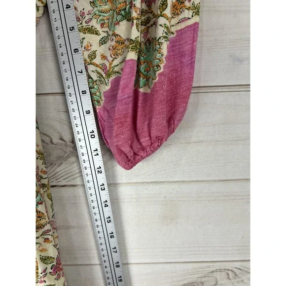 Farmers Market Dress Womens Small Multicolor Floral Boho Maxi 3/4 Sleeve Tiered - Picture 7 of 10